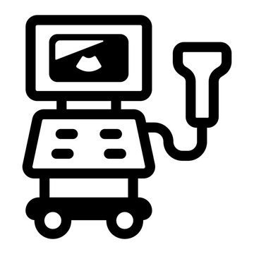 A solid style icon of an ultrasound scanner