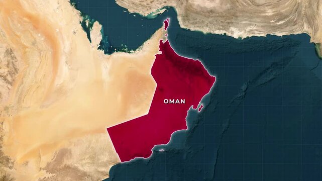 Oman Geographic Map With Glowing Boundary Line