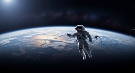 Astronaut floating space earth