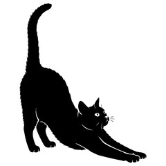 A black cat stretching on the floor isolated on transparent background, Vector © Md. Soharab