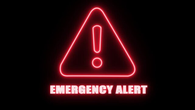 Red Neon Exclamation Triangle Warning Sign Flashing Emergency Alert Notification Digital