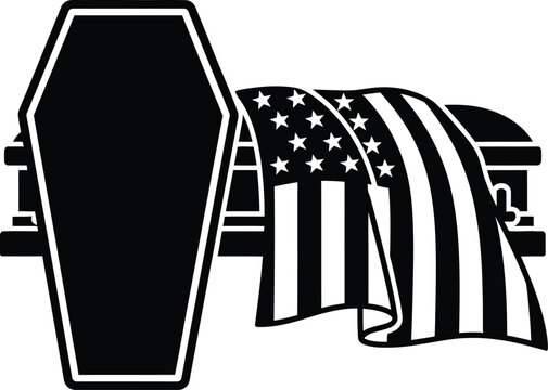American death flag coffin Vector