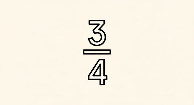 Fraction 3/4, mathematical symbol, education, basic math concept
