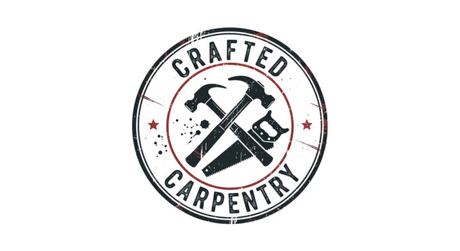 Crafted Carpentry Logo with Hammer and Saw