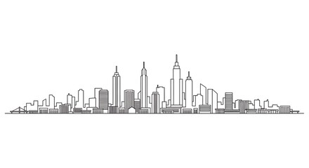Fototapeta premium New York City Skyline Simple Line Art.