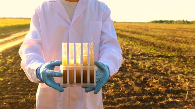 Field soil samples for analysis. Selective focus.