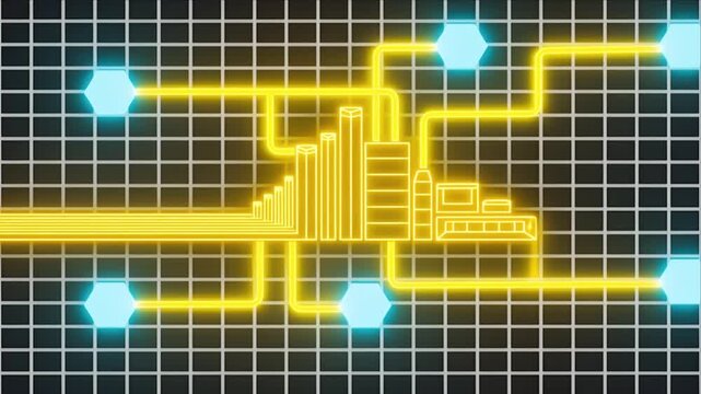 Industrial tech oil refinery plant simulation on grid