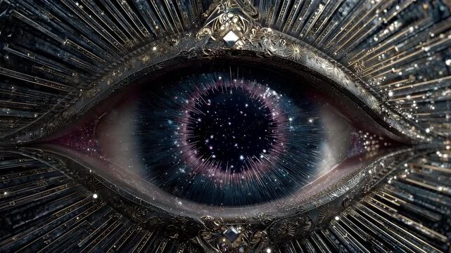 宇宙鉱物と星屑で構成された中央の目図案