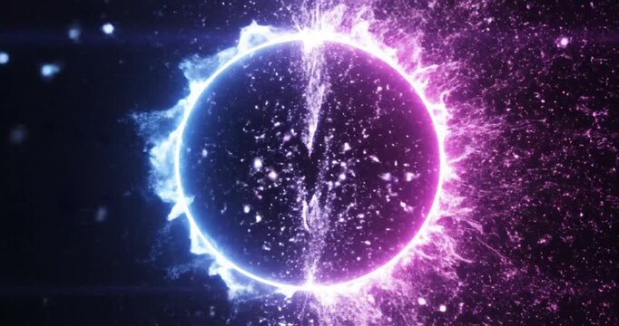 Abstract visual representation of energy waves colliding in a cosmic space background