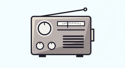 Fototapeta premium Retro Radio Receiver Isolated Icon on Light Blue Background