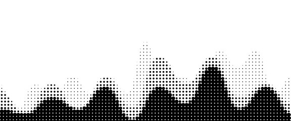 Vector retro grunge sound wave pattern. Audio equalizer halftone design with pulse effect