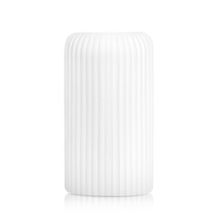 Fototapeta premium white ceramic flower vase with a ribbed pattern on a white isolated background
