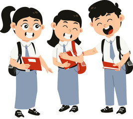 Obraz premium Sekelompok Murid SMA Berangkat Bersama ke Sekolah, Back To School Illustration