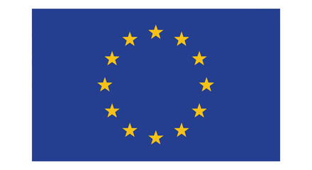 The flag of the european union featuring twelve golden stars against a blue background silhouette © nhpvect02