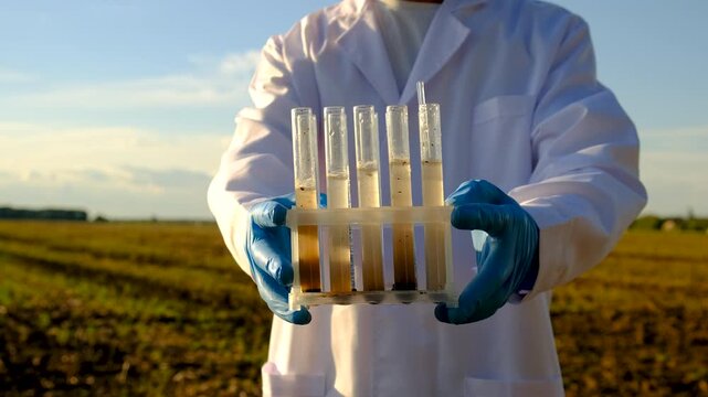 Field soil samples for analysis. Selective focus.