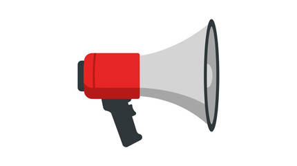 Red and White Megaphone Bullhorn Icon Illustration Isolated on White Background for Communication and Marketing Concepts