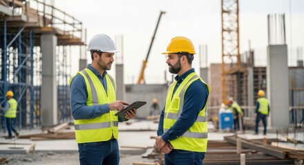 Construction Workers Discussing Project Details