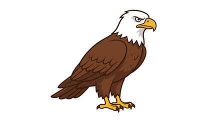 Fototapeta premium Cartoon style proud eagle staring side profile