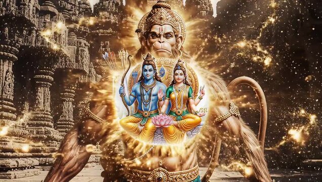 Lord Hanuman Displaying Ram and Sita in His Heart Divine Art