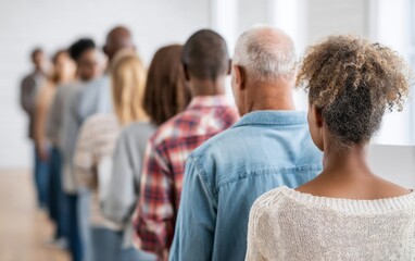 Obraz premium Diverse Citizens Lining Up to Place Their Ballots