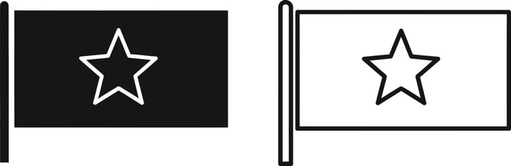 Obraz premium Black and white flags with stars Vector