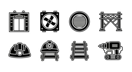 Industrial Equipment Icons Set Vector Graphics. © yahya