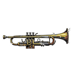 Obraz premium Brass Trumpet Musical Instrument Illustration