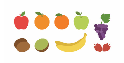 Fototapeta premium Assorted colorful fruits collection vector illustration isolated