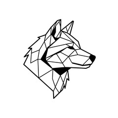 Geometric wolf head illustration side view. © Rifky