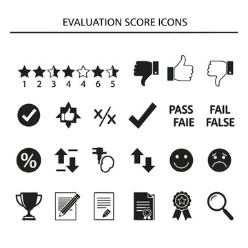 Evaluation score icons for feedback.