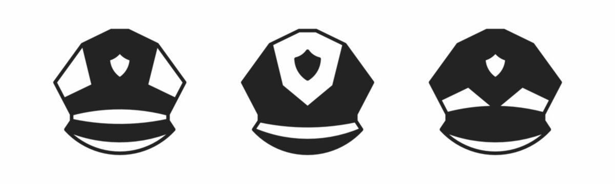 Police hat icon on white background. Vector logo police hat illustration.