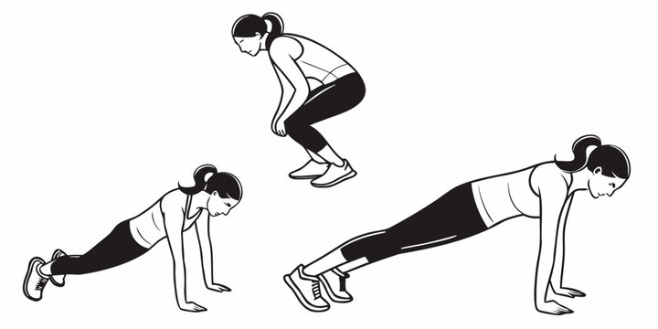 Demonstration of three different types of push-up exercises for fitness