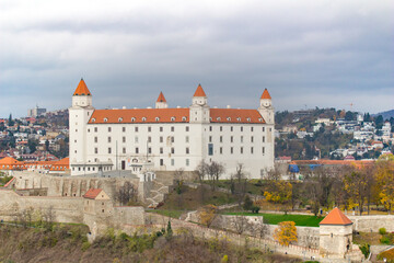 Medieval white castle in the historical center of Bratislava, Slovakia