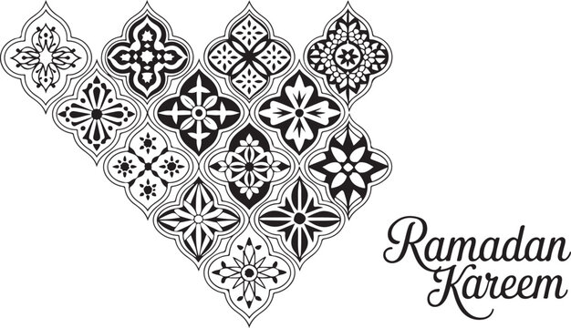 Ramadan Kareem greeting card with floral patterns and arabesque designs