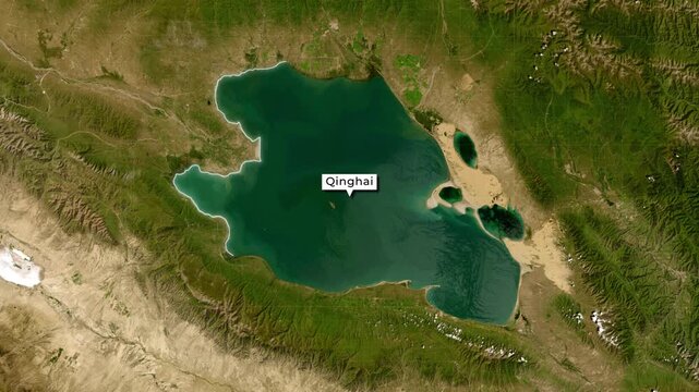 Qinghai Lake With Map Animation