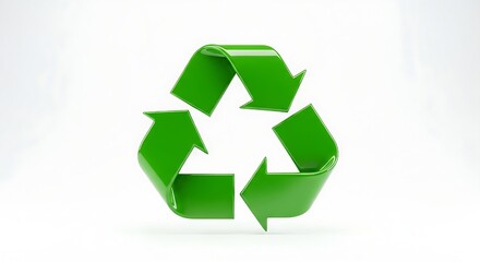 Obraz premium Glossy lime green recycling logo with a three-dimensional design and realistic shadows celebrating clean energy and waste recycling