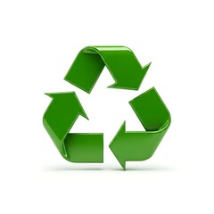 Obraz premium An iconic green 3D recycling symbol representing the circular economy and waste reduction isolated on a plain background