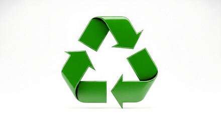 Obraz premium An iconic green 3D recycling symbol representing the circular economy and waste reduction isolated on a plain background