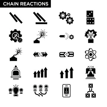 Black icons of chain reactions.