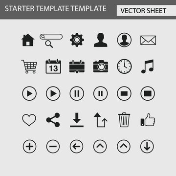 Black icons on gray background.