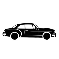 Obraz premium Classic Car Side View Silhouette.