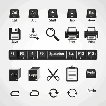 Computer keyboard buttons and icons.
