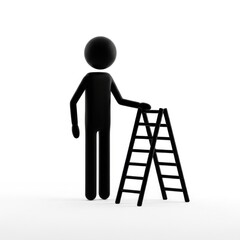 Person Climbing Ladder Silhouette Illustration.