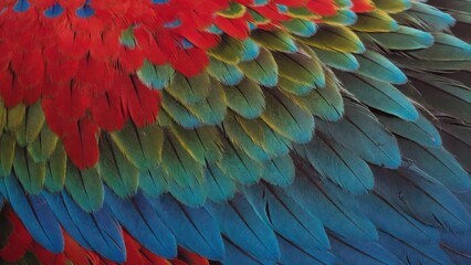 Obraz premium Vibrant and colorful display of a parrot's vividly patterned feathers