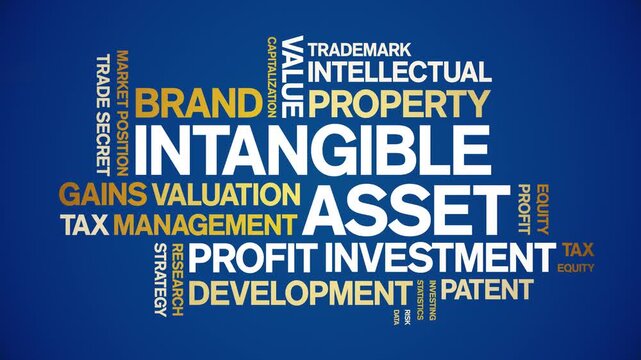 intangible asset animated word cloud-text design animation tag kinetic typography seamless loop.