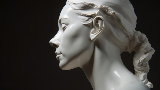 hyperreal sculpture art, highly detailed porcelain statue with lifelike skin finish and subtle flaws