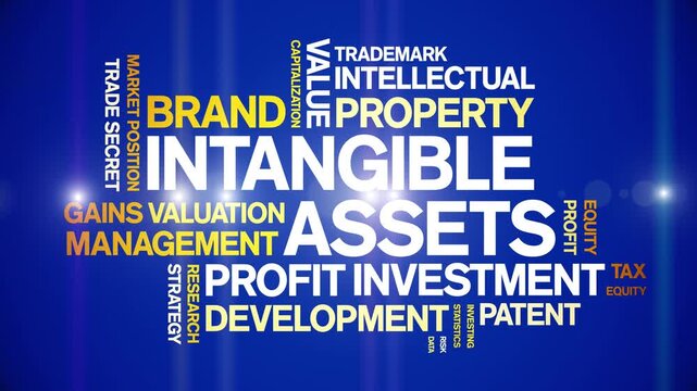 intangible assets animated word cloud-text design animation tag kinetic typography seamless loop.