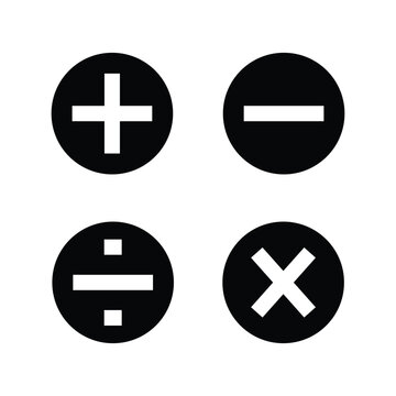 Calculator math symbols plus minus multiply divide set black icons