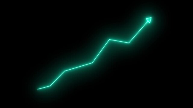 Glowing neon arrow business graph chart animation. business success arrow concept. Neon business growth animation with up arrow. 4k animation.
