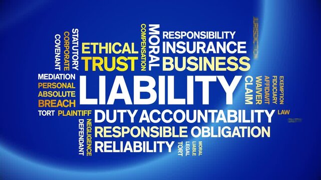 Liability animated word cloud-text design animation tag kinetic typography seamless loop.